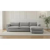 LeGer Home by Lena Gercke Ecksofa "Avelina", grau, B:297cm H:77cm T:186cm, 100% Polyester, LEGER HOME BY LENA GERCKE, Sofas, Ecksofa, Breite 297 cm, in Cord- und Chenille- Stoff, Rückenkissen mit Federn