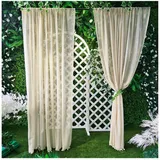 Qelus Gardine Boho Halbtransparent Gardinen Vintage Quaste Rutentasche Vorhänge (1 St), Landhausstil Küche Wohnzimmer Rutentasche Scheibengardine 140 cm x 150 cm