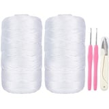 XIEJ 2 Stück Makramee Garn 2mm, Nylonschnur Makramee Garn Set, Premium Polyester Macrame Cord Polypropylene Yarn, Makramee-Kordel für DIY Handwerk, Strickwaren (Weiß)