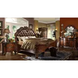 Xlmoebel Schlafzimmer-Set Edles Barock Schlafzimmermöbel in klassischem Design mit Spiegel, (5-tlg., Bett + 2x Nachttisch + Kommode + Spiegel), Hergestellt in Europa braun