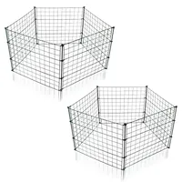 Randaco Teichzaun Gartenzaun Set, Gartenzäune Dekorative mit 11 Zaunelemente-5 Zaunelemente und 6 Befestigungsstäben, Metallzaun Gitterzaun Länge 3,75 m