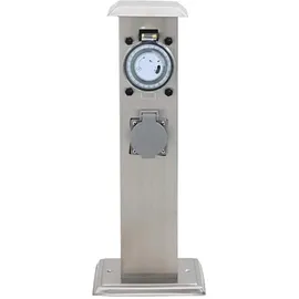 vidaXL Gartensteckdose Edelstahl mit Timer Weiß