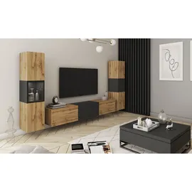 INOSIGN Wohnwand »BERLIN III, Vitrine Türschlag links/rechts wechselbar«,... (Komplett-Set, 3 St.), moderne grifflose Mediawand Breite 260 cm, Vitrine mit Verglasung