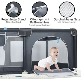 Onvaya ONVAYA® Laufgitter mit faltbarer Spielmatte und Insektenschutznetz | Laufstall für Babys 120 x 160 cm | Schutzgitter für Kinder | Rechteckiges K...