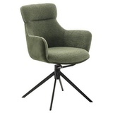 MCA Furniture MCA PELION 4 Fuß Stuhl mit Armlehnen Stahl/Stoffbezug 360° drehbar - Olive / Schwarz