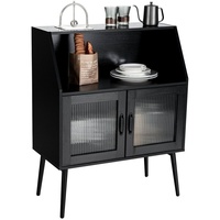 COSTWAY Küchenbuffet Küchenschrank mit Glastüren & Fach, schwarz, 80x40x101cm schwarz