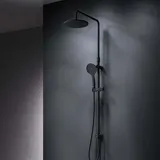 AM.PM Duschsystem ohne Armatur Schwarz Regendusche Duschset ohne Thermostat mit Kopfbrause Handbrause Umsteller eckig Duschsäule F07TA022