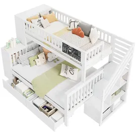 XDOVET Kinderbett Multifunktionales 140 x 200 cm Kiefer weiß