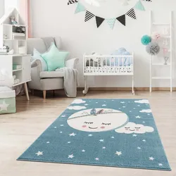 Kinderteppich CARPET CITY "Anime9383", blau, B:140cm H:11mm L:200cm, Polypropylen (PP), Teppiche, Spielteppich, pflegeleichter Spieleteppich, Kinderzimmer