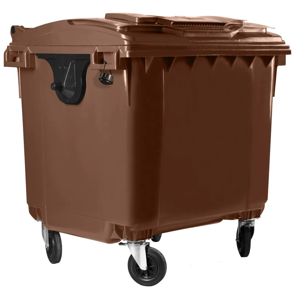 Hardwex Müllcontainer 1100 l Braun mit Flachdeckel, Deckel im Deckel