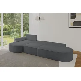 altdecor Eckcouch Cord 5-Sitzer Dunkelgrau