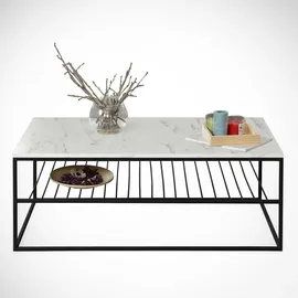 Asir Couchtisch Etna- 43x95 cm grau/schwarz - Weiß/Schwarz