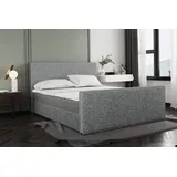 Kaiser Boxspringbett mit bettkasten und Matratze + Topper LILA stof Puente Grau 180x200 cm