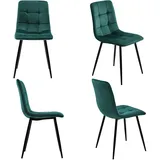 Merax Esszimmerstuhl (4 St), Dunkelgrün,4er-Set Polsterstuhl Design Stuhl mit Rückenlehne,Sitzfläche aus Samt Gestell aus Metall