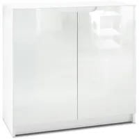 Vladon Kommode, Weiß Hochglanz, 82x78x37 cm, Wohnzimmer, Kommoden &