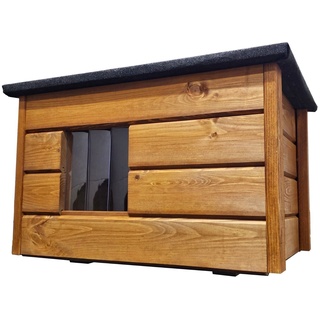 Katzenhütte hölzernes Katzenhaus Katzenhöhle isoliert outdoor draußen 57 x 44