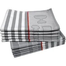 Dyckhoff Geschirrtuch DYCKHOFF "Gläser / Halbleinen", grau (anthrazit), B:50cm L:70cm, 45% Leinen, 55% Baumwolle, Geschirrtücher, Geschirrtuch, mit Gläser & Streifen Motiv, Maße je Tuch ca. 50x70 cm