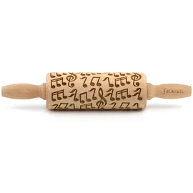 Folkroll Teigrolle Musik, junior, 23 cm, Nudelholz, Prägerolle, Muster, Motiv, Rolle, Buchenholz, 332849