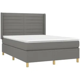 vidaXL Boxspringbett 140 x 200 cm Dunkelgrau
