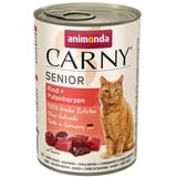 Carny Katzen Nassfutter Senior Rind + Putenherzen (6 x 400g), Katzenfutter nass von animonda ohne Getreide und Zucker für Katzen ab 7 Jahren mitfrischen und fleischigen Zutaten