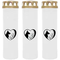 HS Candle Grabkerze GK-03859 (3-tlg), Grabkerze Brenndauer 170 Stunden mit Motiven