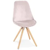 KADIMA DESIGN Vintage Esszimmerstuhl aus Samt | Gepolsterte Sitzfläche, Komfort in Rosa-Beige | Gr.: onesize