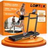 LONTEK Walking Pad mit Steigung 16%, 10KM/H Laufband für Zuhause mit Steigung, LED Anzeige, Fernbedienun, 3.0HP Leise Kleines Walking Machine für Zuhause und Büro, Belastung 159KG