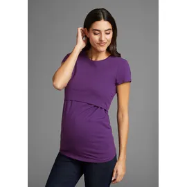NEUN MONATE Umstandsshirt NEUN MONATE "2er Pack T-Shirts für Schwangerschaft und Stillzeit", Damen, Gr. 36/38, lila (lila, graumeliert), Jersey, Obermaterial: 95% Baumwolle, 5% Elasthan.