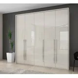 PLACES OF STYLE Kleiderschrank PLACES OF STYLE "Piano, inklusive Rahmen und Beleuchtung, soft-close-Funktion", beige (beige hochglanz), B:232cm H:226cm T:60cm, Spanplatte, Schränke, Kleiderschrank Drehtürenschrank, beige oder weiß, UV lackiert, Hochglanzfronten,