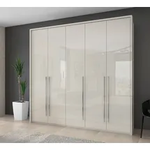 PLACES OF STYLE Kleiderschrank PLACES OF STYLE "Piano, inklusive Rahmen und Beleuchtung, soft-close-Funktion", beige (beige hochglanz), B:232cm H:226cm T:60cm, Spanplatte, Schränke, Kleiderschrank Drehtürenschrank, beige oder weiß, UV lackiert, Hochglanzfronten,