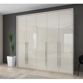 PLACES OF STYLE Kleiderschrank PLACES OF STYLE "Piano, inklusive Rahmen und Beleuchtung, soft-close-Funktion", beige (beige hochglanz), B:232cm H:226cm T:60cm, Spanplatte, Schränke, Kleiderschrank Drehtürenschrank, beige oder weiß, UV lackiert, Hochglanzfronten,