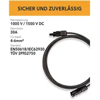 hiskon HISkon, Zubehör Stromerzeuger, 4mm2 Verlängerungskabel MC4 auf MC4 Stecker - 3m (Solarkabel, Solarstecker)