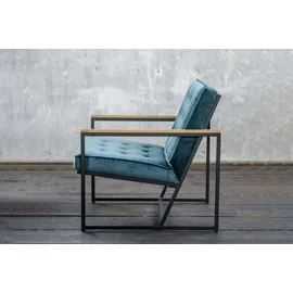 KAWOLA Sessel Arly Samt 63 x 80 x 80 cm Petrol