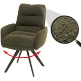 MCW Esszimmerstuhl MCW-G66, Küchenstuhl Stuhl, drehbar Auto-Position Stoff/Textil Bouclé MVG ~ grün, mit Armlehne