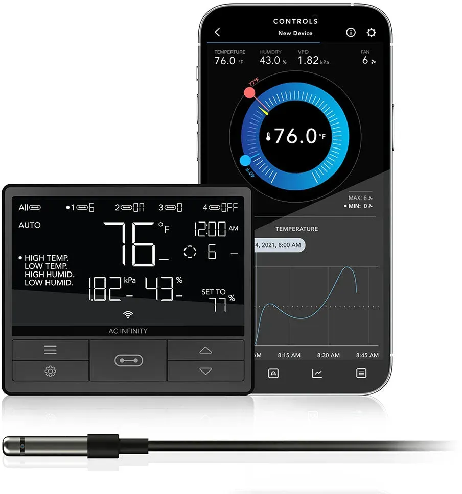 AC Infinity CONTROLLER 69 PRO, unabhängige Programme für vier Geräte, Bluetooth + WiFi