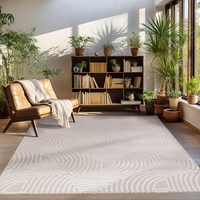 Carpettex Kurzflor Teppich Wohnzimmer Beige Teppich Skandinavisch Stil Teppich 3D Effekt Teppich 160 x 230 cm - Waschbarer Teppich Schlafzimmer Küchenteppich Boho Muster Weicher-Flauschiger Teppich