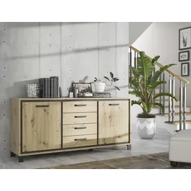 Forte Sideboard Trondheim 178,4 x 81,3 x 41,5 cm Artisan Eiche/Schwarz