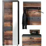 trendteam Garderobe 3-teilige Kombination Indy Graphit Grau Matera NB/Old Wood NB 160x192x37 cm - Farbe