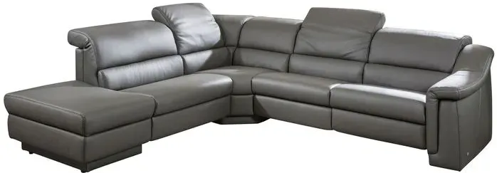 himolla Ecksofa Regensburg Leder Grau Zinn
