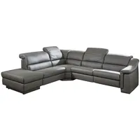 himolla Ecksofa Regensburg Leder Grau Zinn