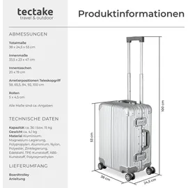 Tectake Airway 4-Rollen Cabin 20 Zoll / 20 l silber/grau