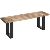 AMBIA GARDEN Gartenbank, Holz, Metall, Akazie, massiv, 3-Sitzer, 200x45x40 cm, Fsc, Gartenmöbel, Gartenbänke