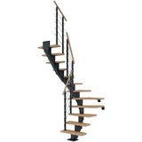 DOLLE Mittelholmtreppe Frankfurt (Breite: 65 cm, 1/2-gewendelt, Anthrazitgrau, Farbe Stufen: Eiche weiß, Geschosshöhe: 240 – 279 cm)