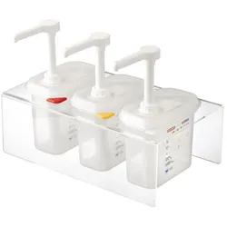 Lot de 3 distributeurs de sauce Araven GN 1/9 transparents 1,5L