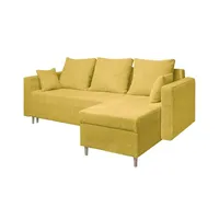 MARPUR Ecksofa OTTO, Polstercouch L-Form, inklusive Bettfunktion, mit Bettkasten und kissen, Ottomane links oder rechts gelb