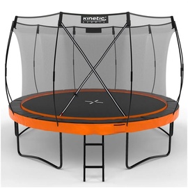 Kinetic Sports Trampolin Outdoor 366 cm 'Ultimate Pro' Ø Designed in Germany, Fiberglas Netzstangen, AirMAXX Technologie, Sunset Orange