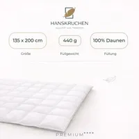 HANSKRUCHEN GmbH Hanskruchen® Daunendecke 135x200 cm Leicht waschbar Allergiker Bettdecke Daunen 100% atmungsaktiv Kassettendecke weiß - Weiß