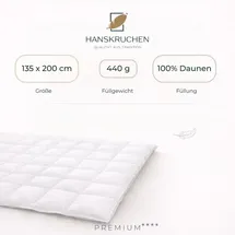 HANSKRUCHEN GmbH Hanskruchen® Daunendecke 135x200 cm Leicht waschbar Allergiker Bettdecke Daunen 100% atmungsaktiv Kassettendecke weiß - Weiß