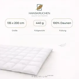 HANSKRUCHEN GmbH Hanskruchen® Daunendecke 135x200 cm Leicht waschbar Allergiker Bettdecke Daunen 100% atmungsaktiv Kassettendecke weiß - Weiß