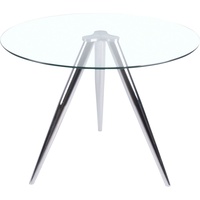 SalesFever Esstisch rund mit Glasplatte und Chromgestell 100 cm